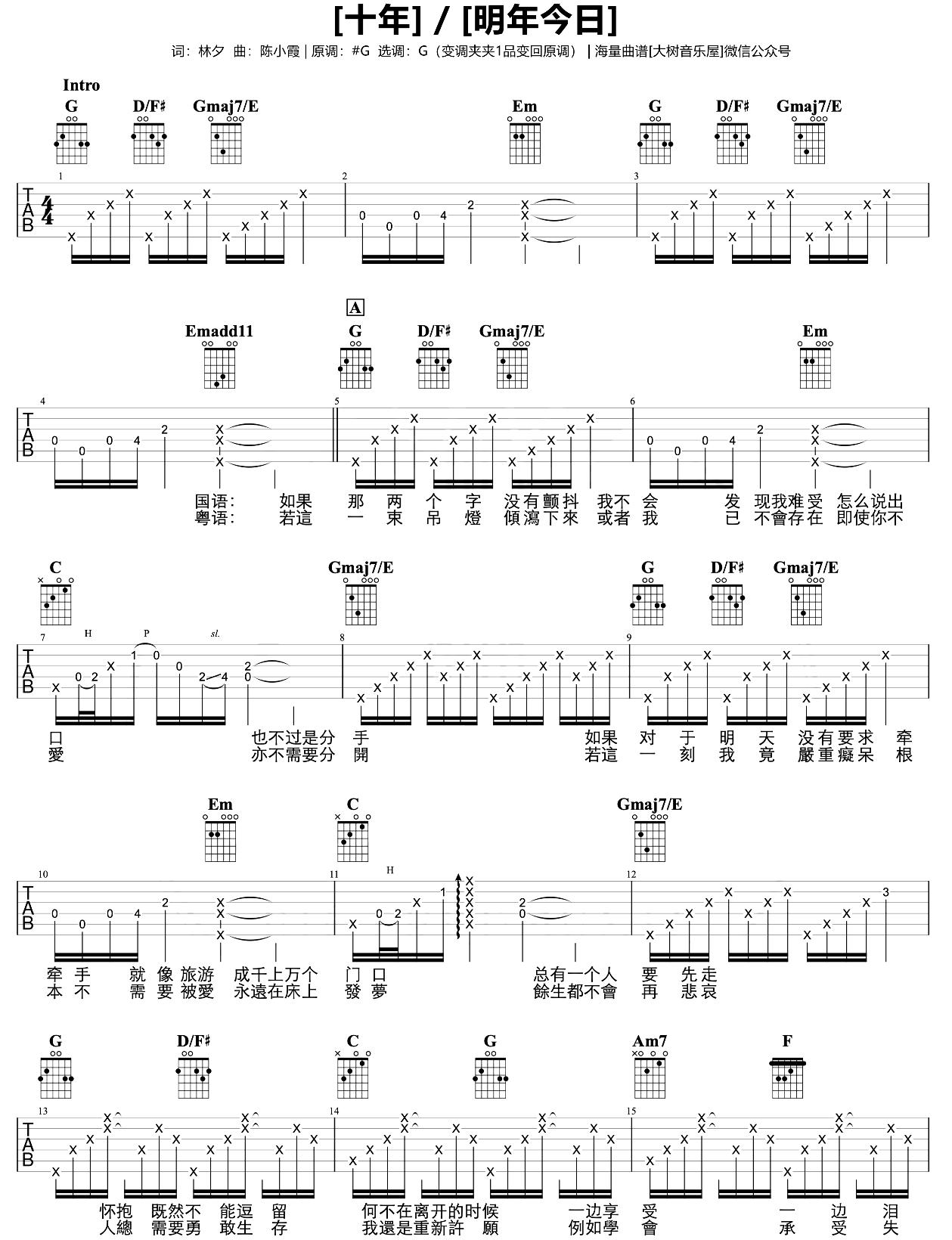 陈奕迅-十年明年今日吉他谱-弹唱教学-吉他帮-1