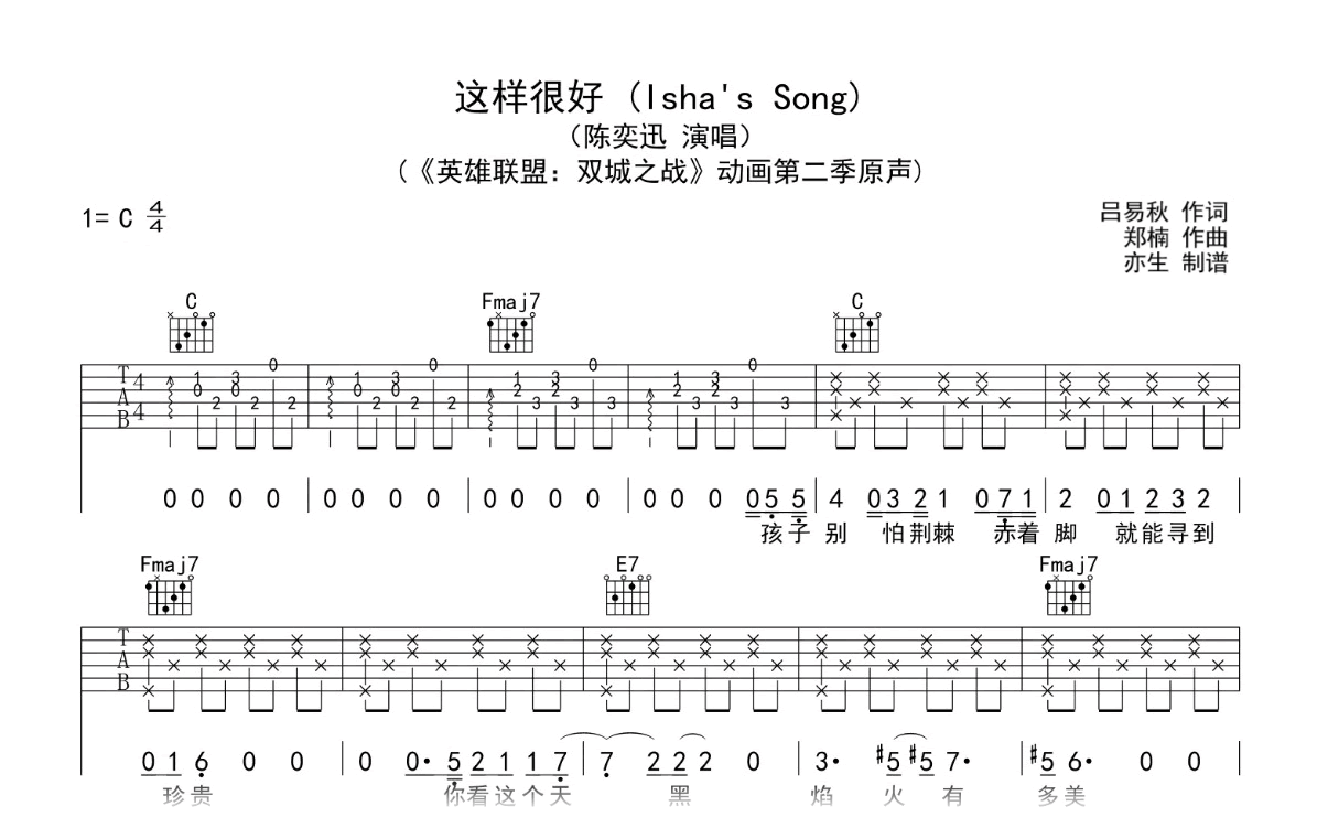 这样很好吉他谱-陈奕迅-C调弹唱谱-吉他帮